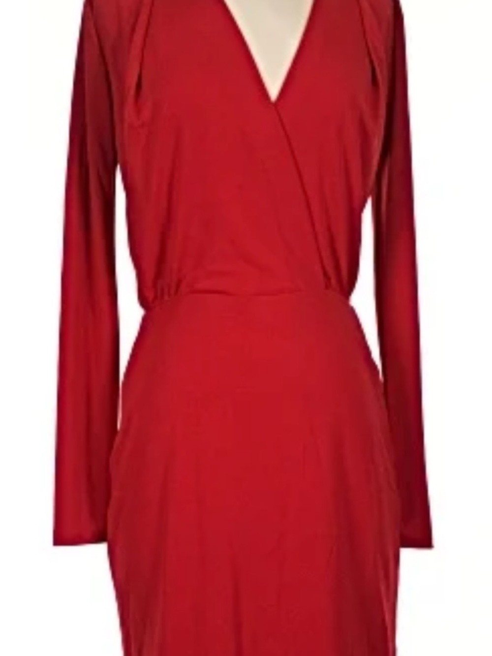 Classic Red Long-Sleeve Wrap Dress